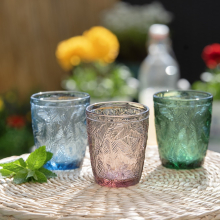 Komplet szklanek niskich LEAVES COLOR 300ml 6 sztuk różowe